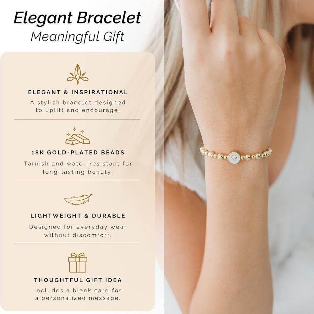 Gold Beaded Bracelet for Women 18K Gold Plated Tarnish-Resistant Adjustable - Picture 7 of 8